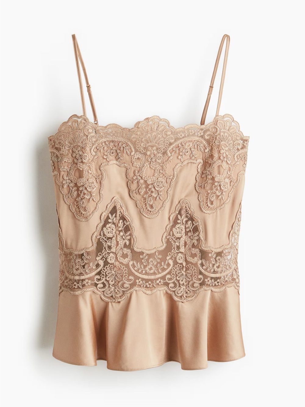 H&M lace-inset satin strappy top